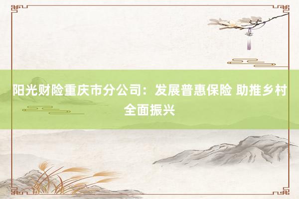 阳光财险重庆市分公司：发展普惠保险 助推乡村全面振兴