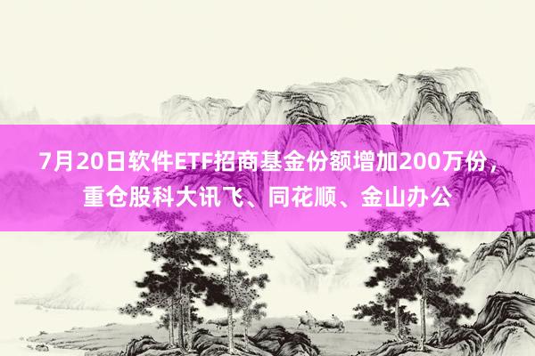 7月20日软件ETF招商基金份额增加200万份，重仓股科大讯飞、同花顺、金山办公