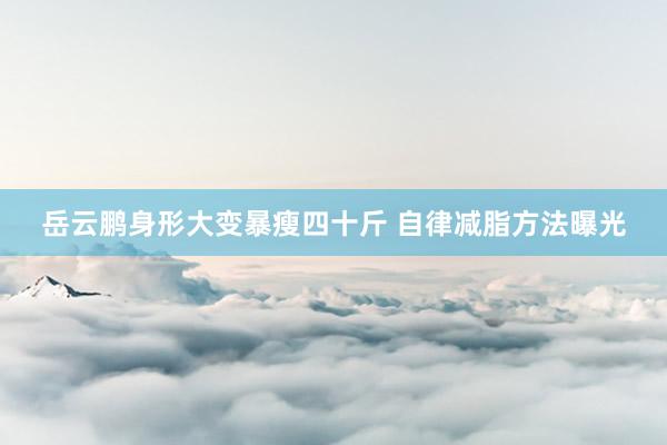 岳云鹏身形大变暴瘦四十斤 自律减脂方法曝光