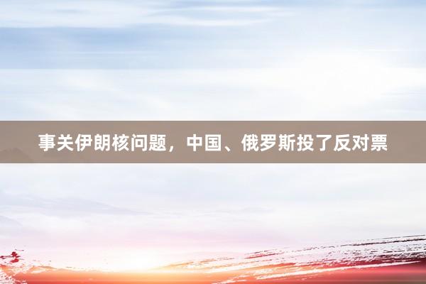 事关伊朗核问题，中国、俄罗斯投了反对票