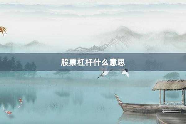 股票杠杆什么意思