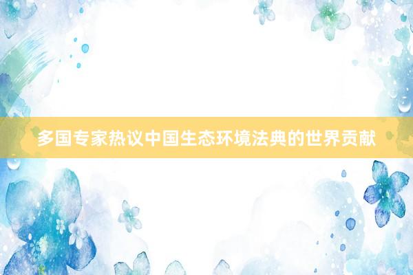 多国专家热议中国生态环境法典的世界贡献
