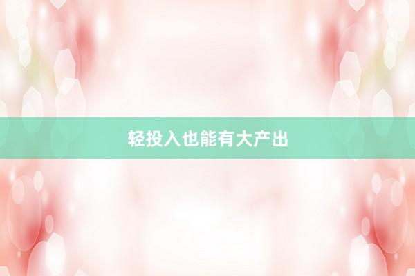 轻投入也能有大产出