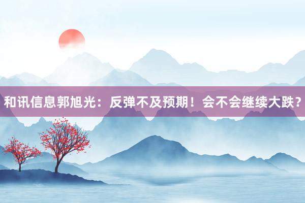 和讯信息郭旭光：反弹不及预期！会不会继续大跌？