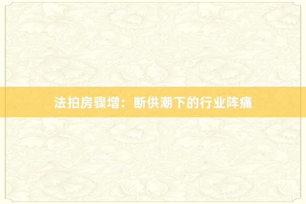 法拍房骤增：断供潮下的行业阵痛