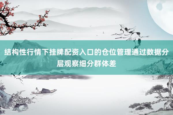 结构性行情下挂牌配资入口的仓位管理通过数据分层观察细分群体差