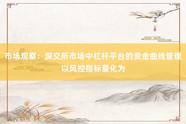市场观察：深交所市场中杠杆平台的资金曲线管理以风控指标量化为