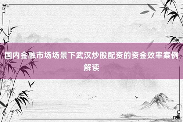 国内金融市场场景下武汉炒股配资的资金效率案例解读