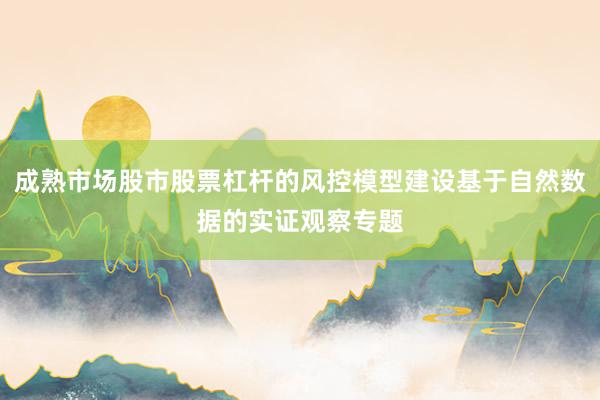 成熟市场股市股票杠杆的风控模型建设基于自然数据的实证观察专题