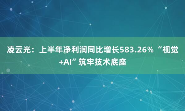 凌云光：上半年净利润同比增长583.26% “视觉+AI”筑牢技术底座