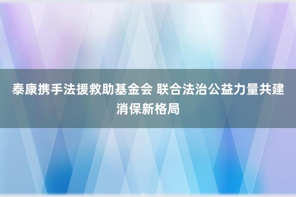 泰康携手法援救助基金会 联合法治公益力量共建消保新格局