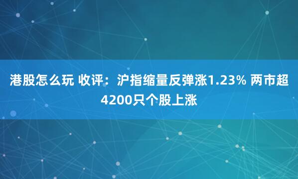 港股怎么玩 收评：沪指缩量反弹涨1.23% 两市超4200只个股上涨