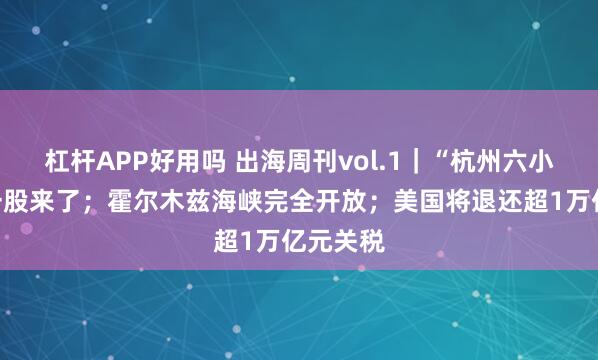 杠杆APP好用吗 出海周刊vol.1|“杭州六小龙”第一股来了;霍尔木兹海峡完全开放;美国将退还超1万亿元关税