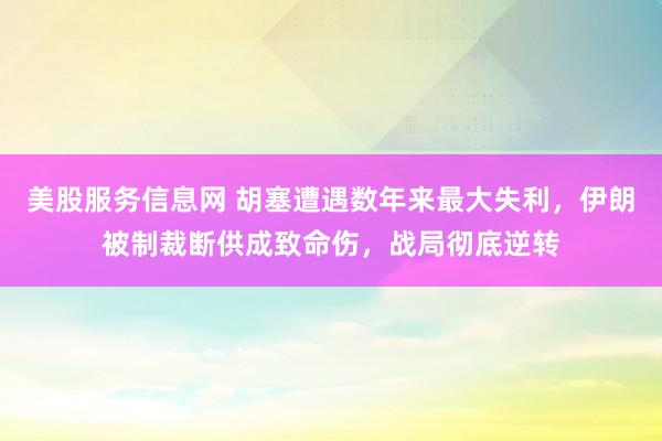 美股服务信息网 胡塞遭遇数年来最大失利，伊朗被制裁断供成致命伤，战局彻底逆转