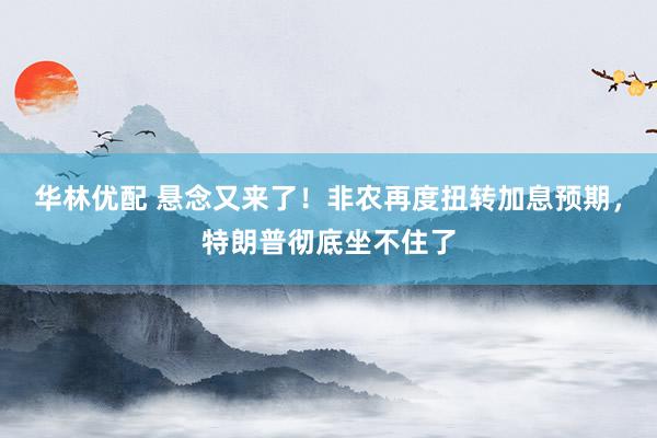 华林优配 悬念又来了！非农再度扭转加息预期，特朗普彻底坐不住了