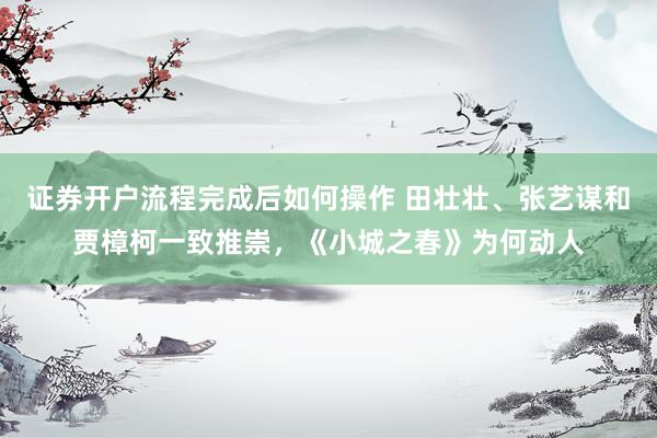 证券开户流程完成后如何操作 田壮壮、张艺谋和贾樟柯一致推崇，《小城之春》为何动人
