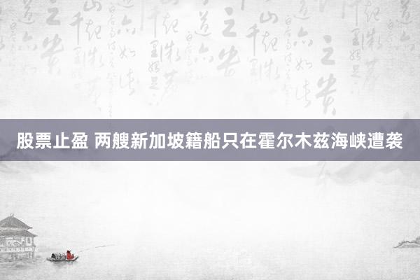 股票止盈 两艘新加坡籍船只在霍尔木兹海峡遭袭